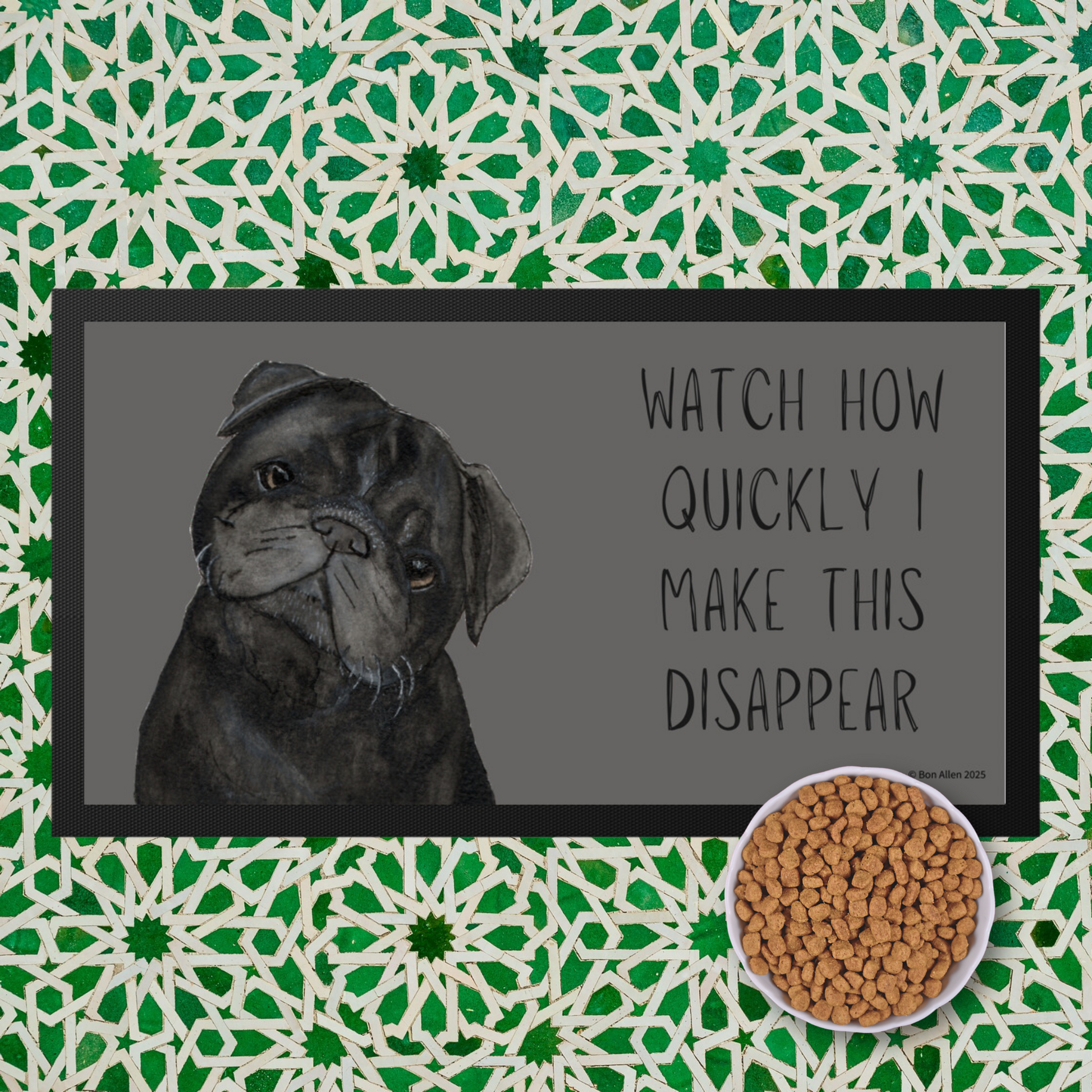 Pug Pet Bowl Mat