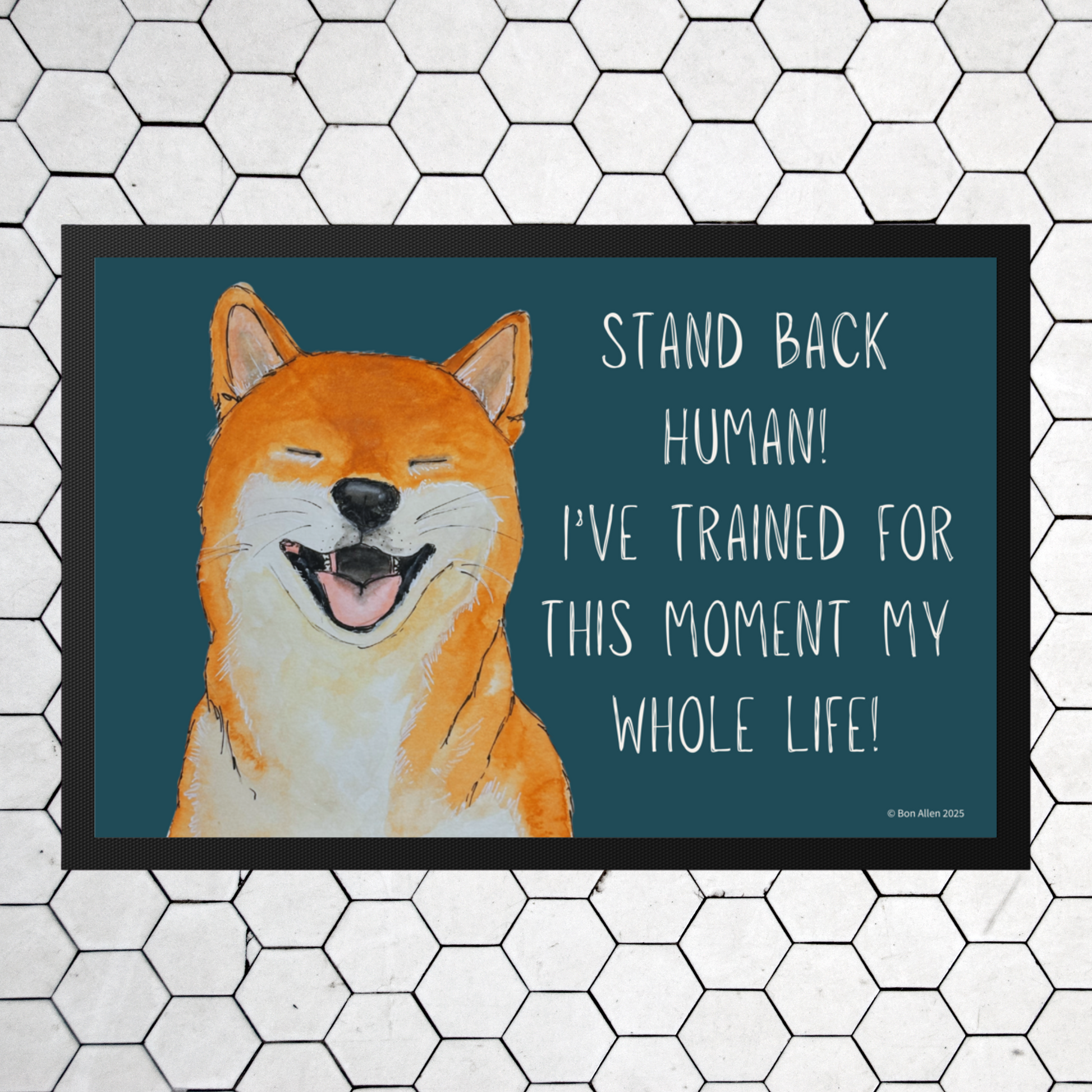 Stand Back Human Shiba Inu Door Mat