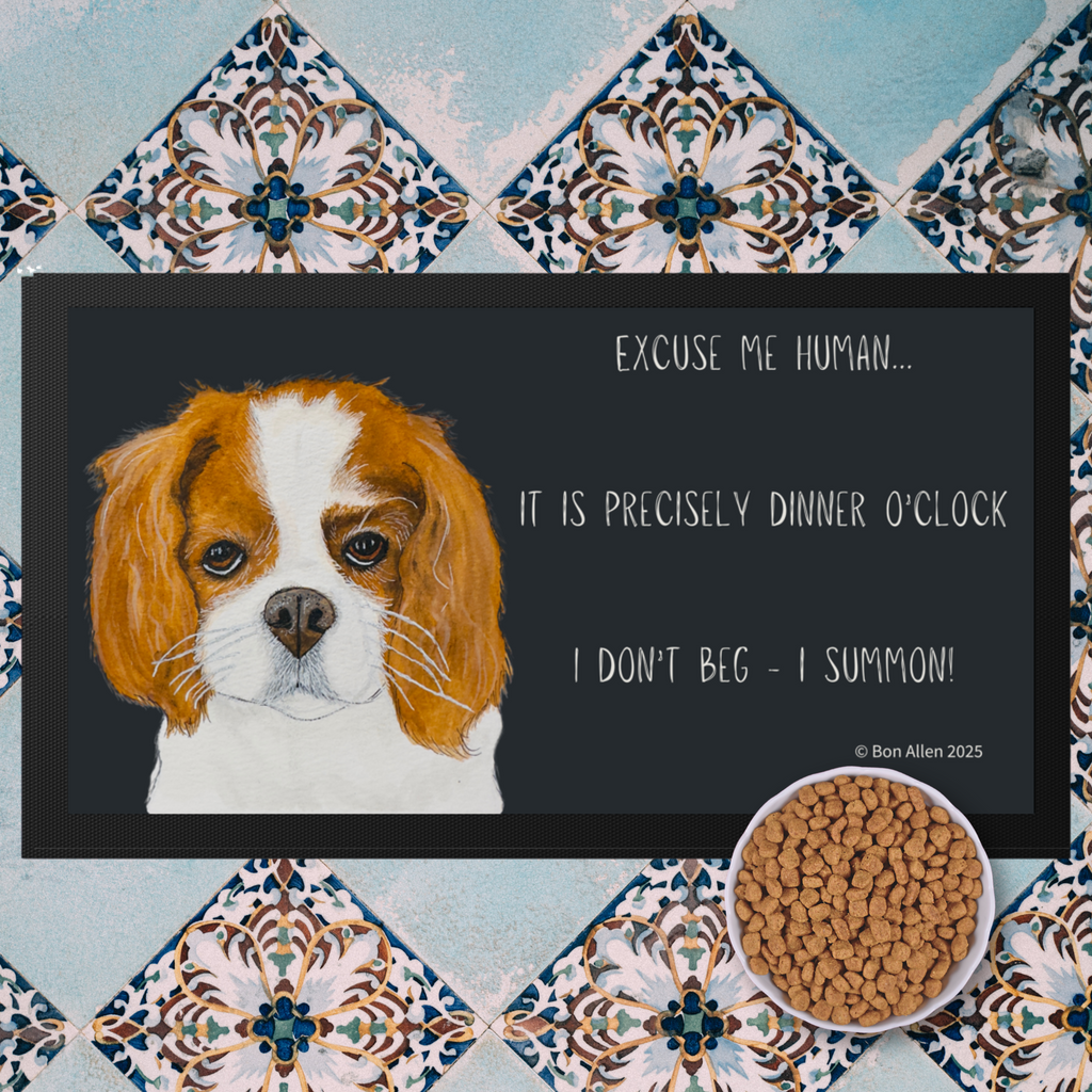 Dinner O'Clock Mat Cavalier King Charles Spaniel Pet Bowl Mat