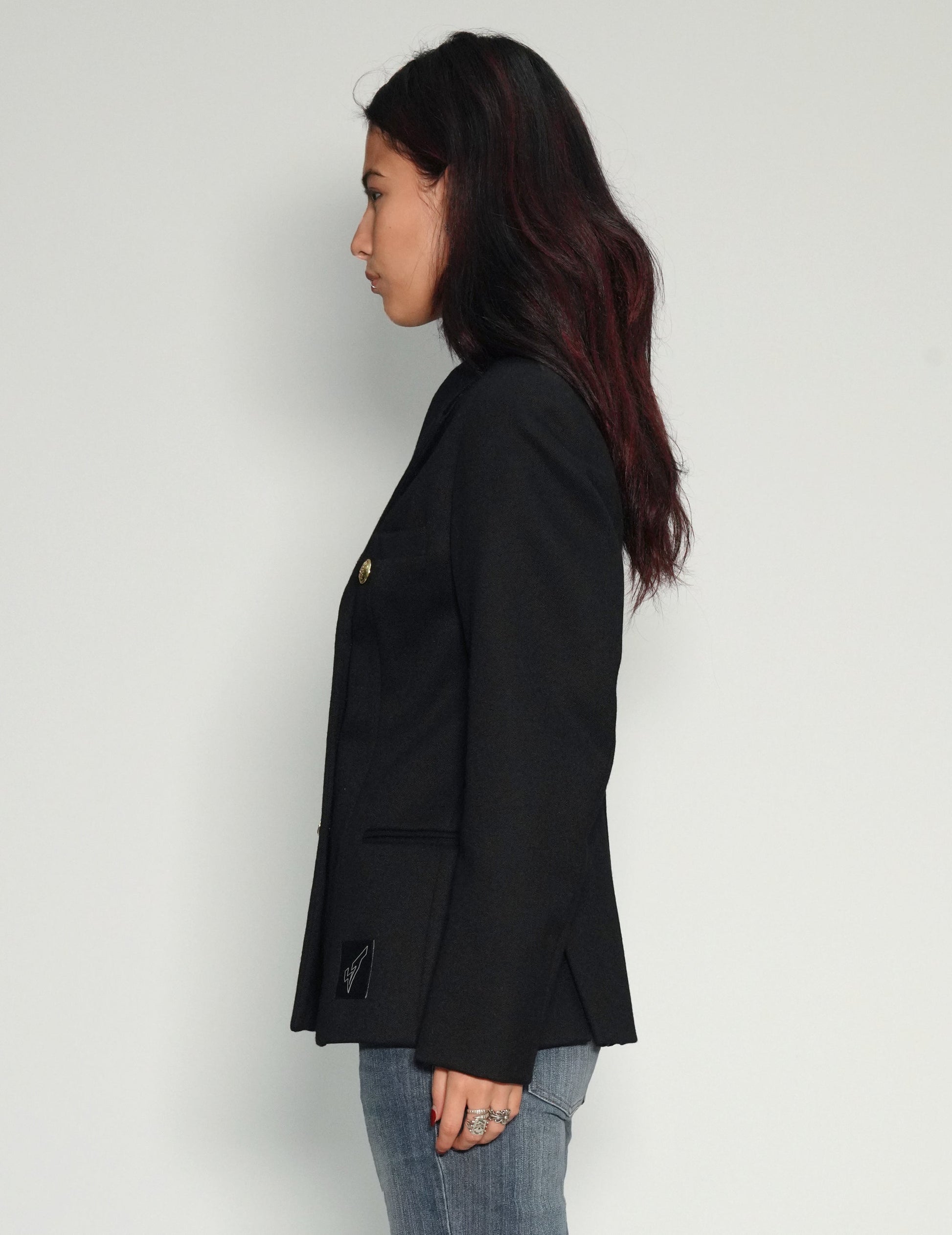Vintage Black Double Breasted Blazer Wool