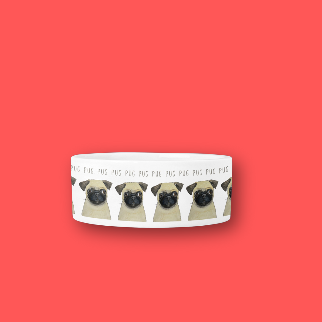 Ceramic Dog Bowl for Pugs