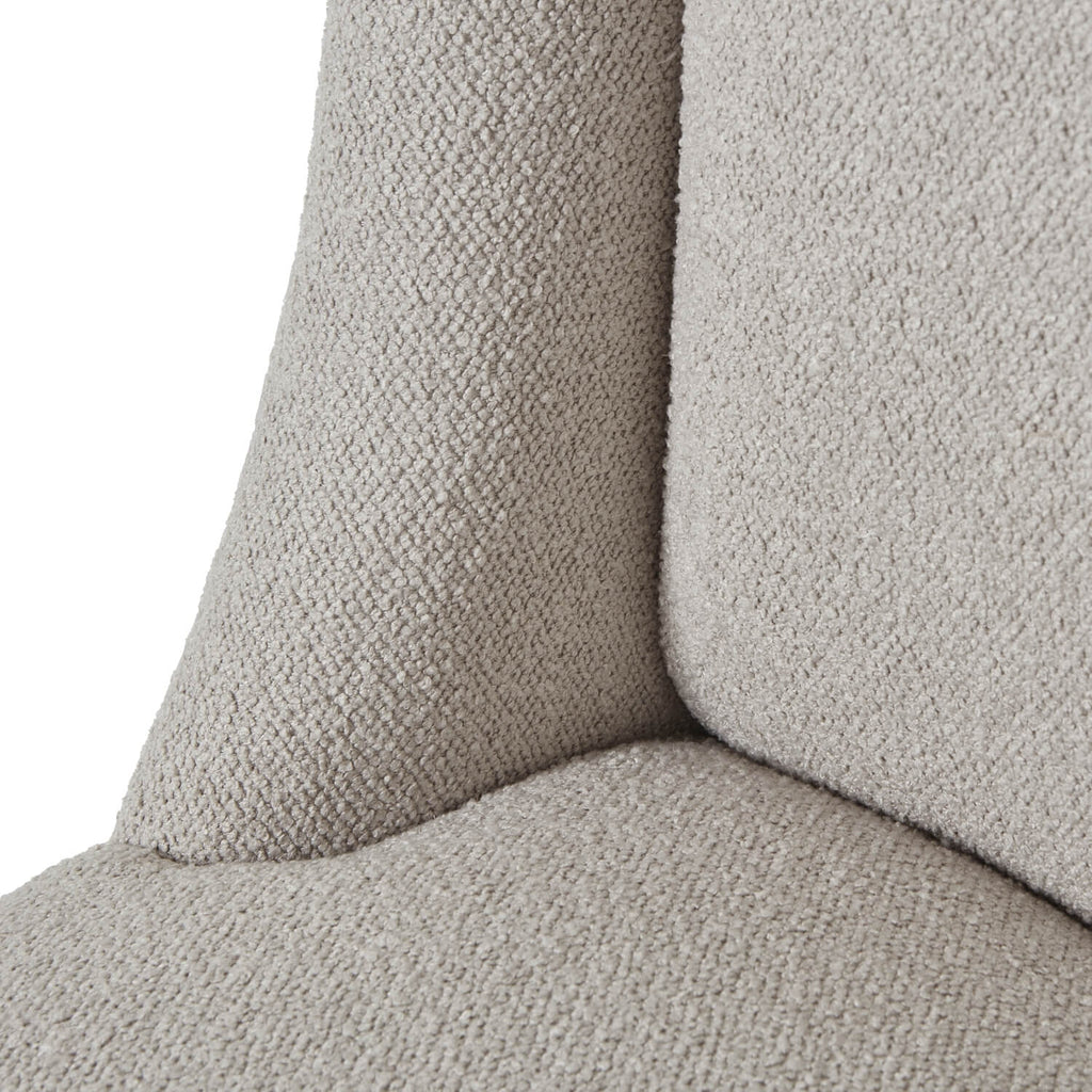 Compton Aspen dining chair with curved backrest, twill upholstery, and rustic wood frame for elegant comfort by RoomLondon at brixbailey.com