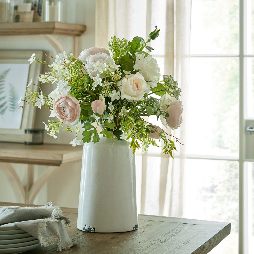 Large white artificial garden rose with lifelike layered petals for home decor or weddings by Sostter at brixbailey.com