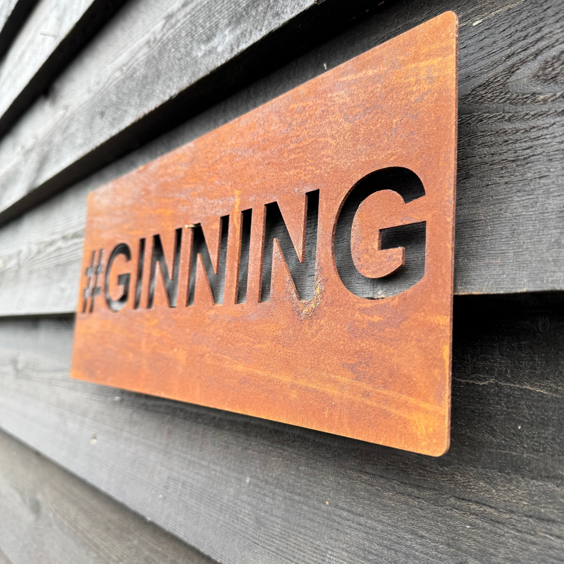 Rustic Metal #GINNING Sign