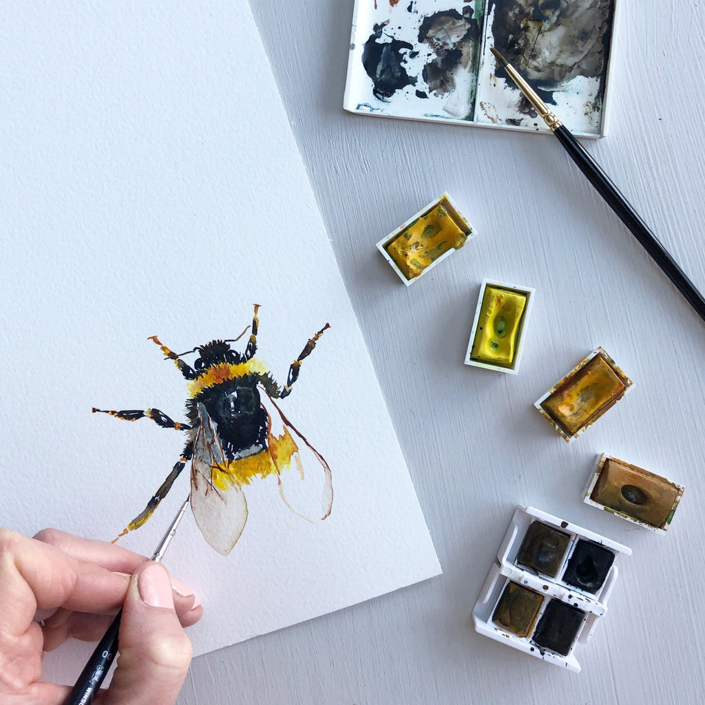 Bumblebee Watercolour Fine Art Print