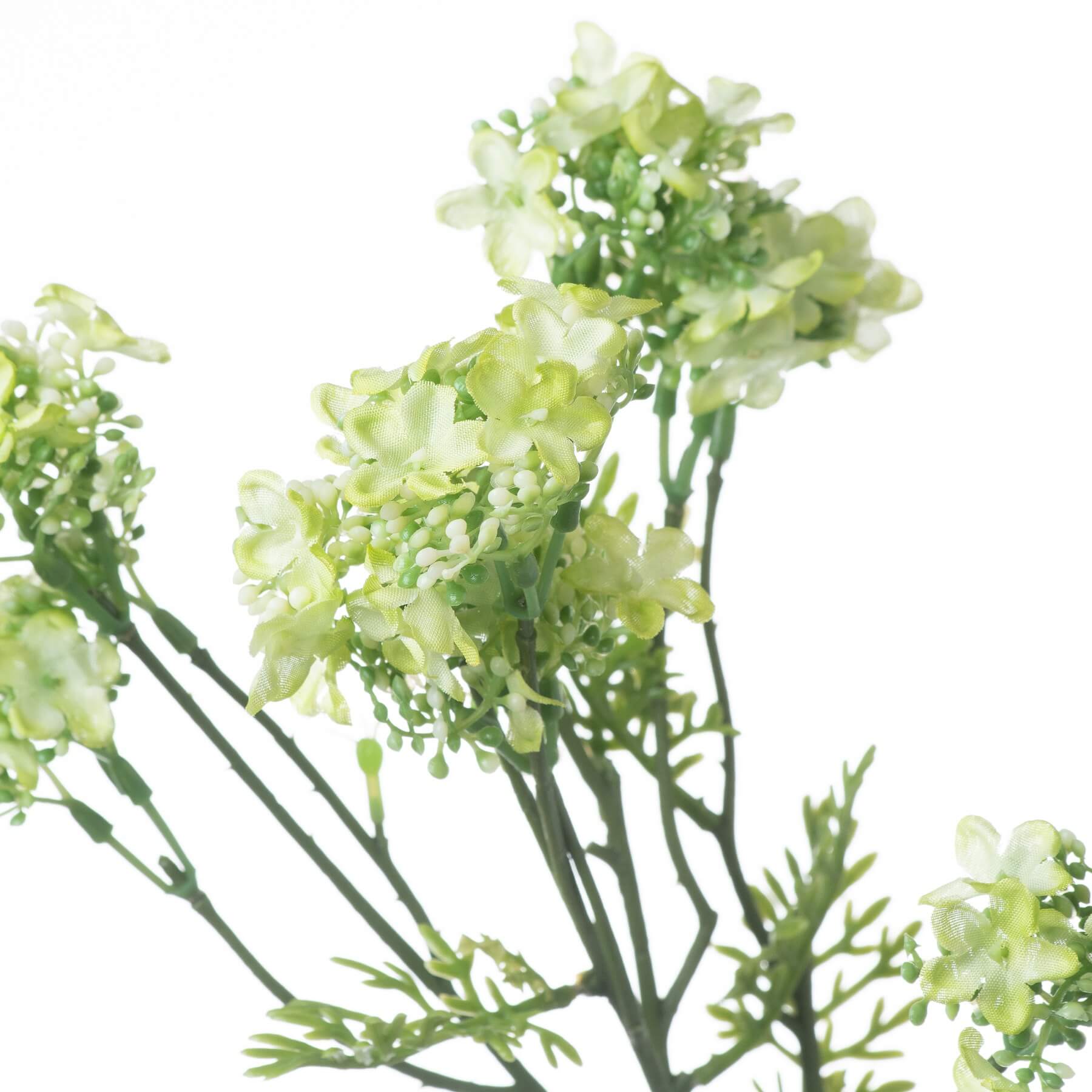 Realistic green plum blossom spray, 71cm tall, handcrafted faux floral for home decor by Sostter at brixbailey.com