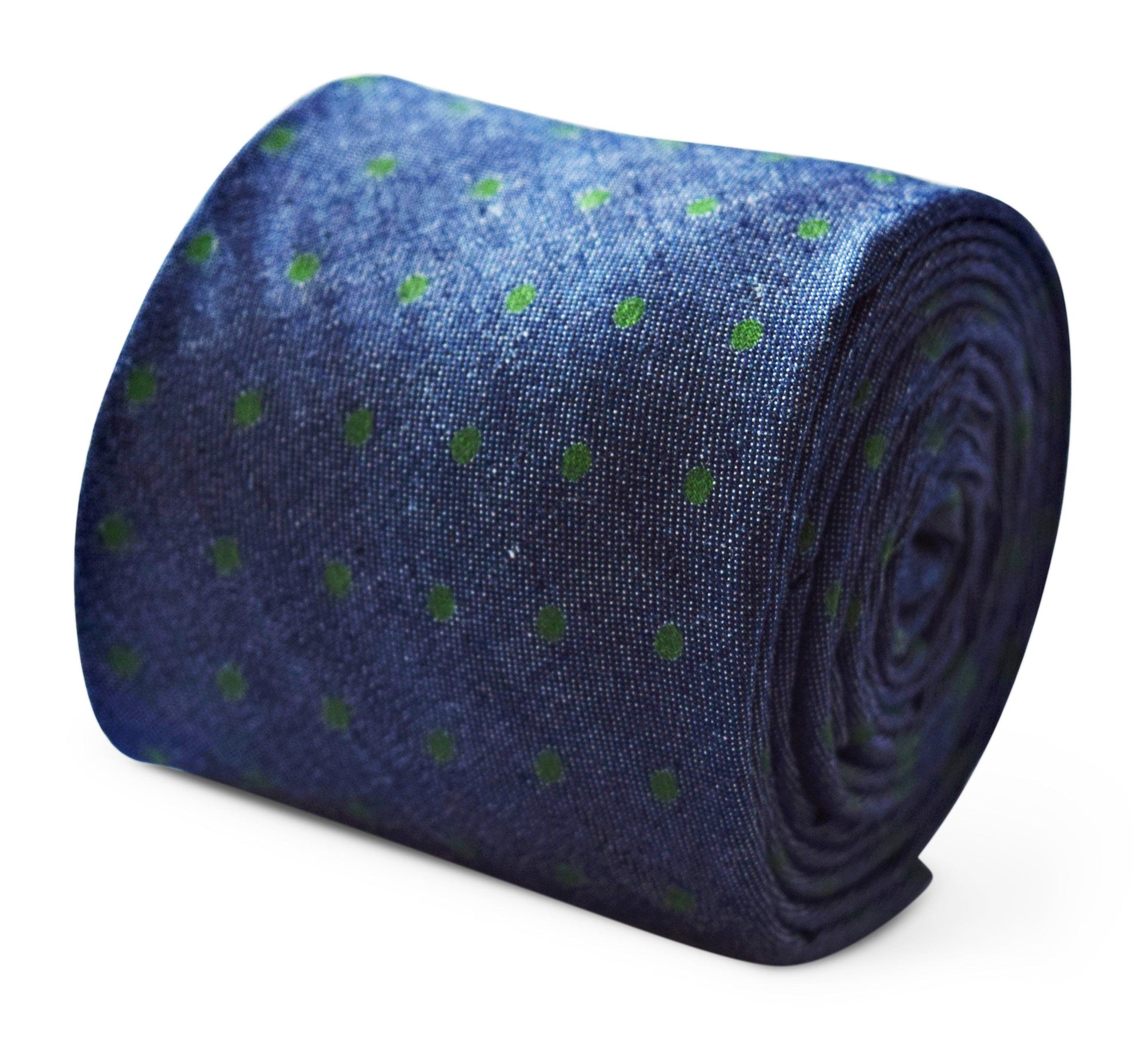 Navy Blue and Green Spotty Cotton Tie