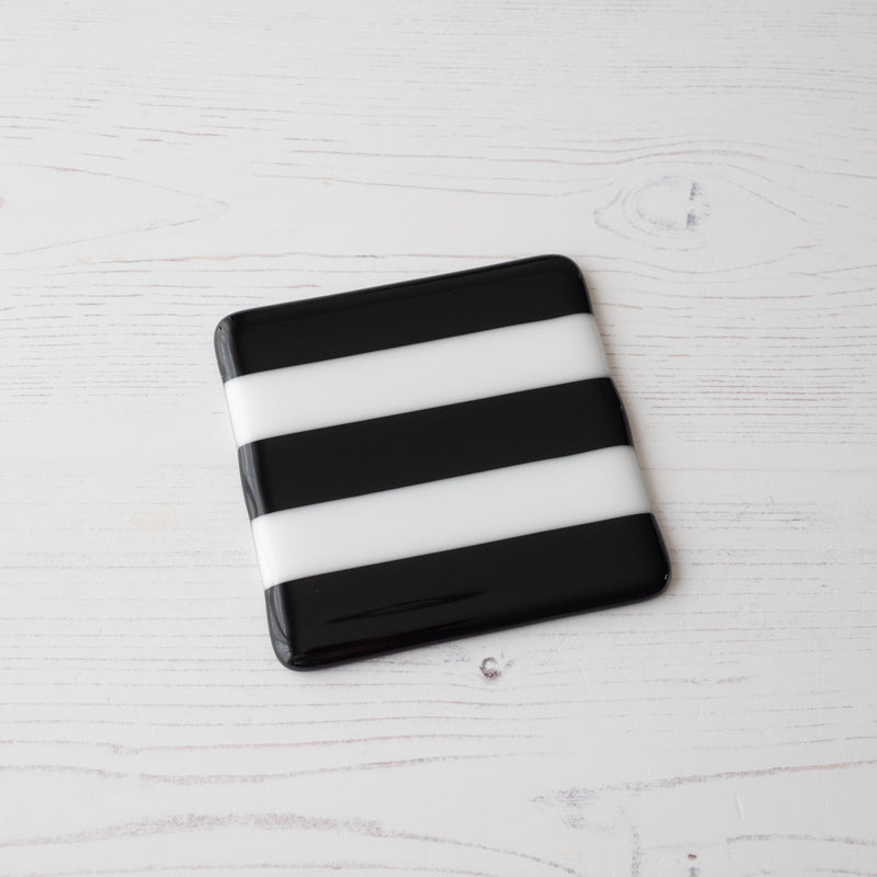 Striped Dual Coloured Glass Coaster 10cm Bullseye