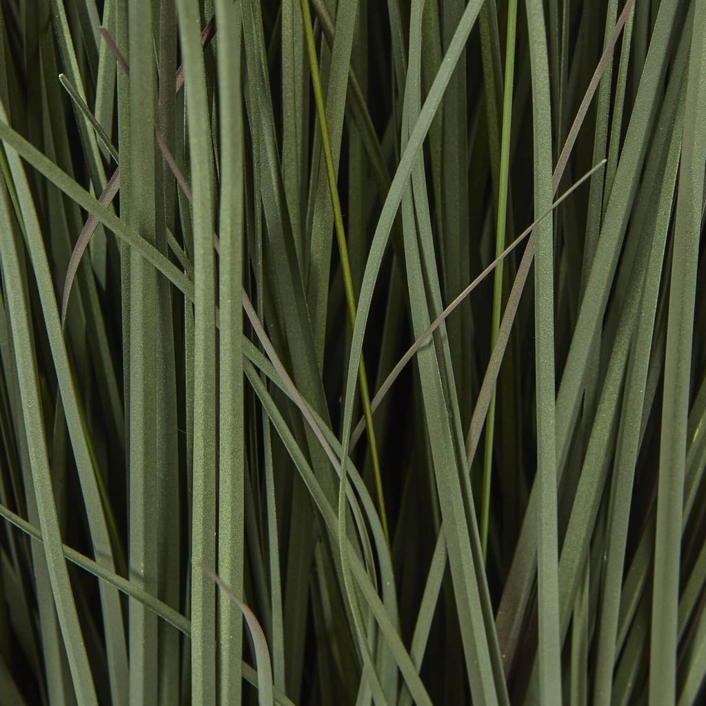 Lifelike faux Fountain Grass in natural green tones with feathery plumes, 81cm tall in sleek black pot for home decor. by Sostter at brixbailey.com