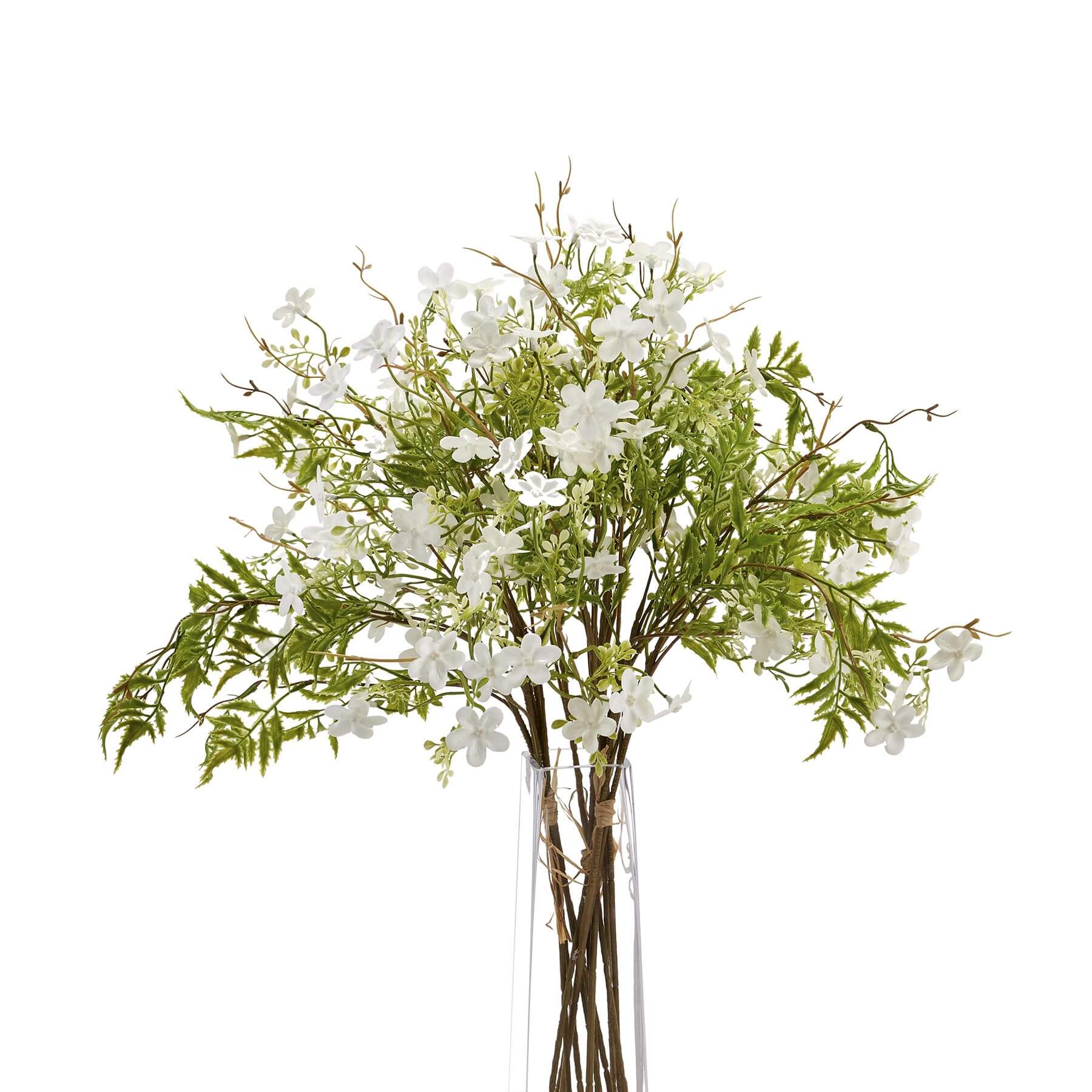 Lifelike white artificial bellflower with green stems, perfect for farmhouse or minimalist home decor. by sostter at brixbailey.com