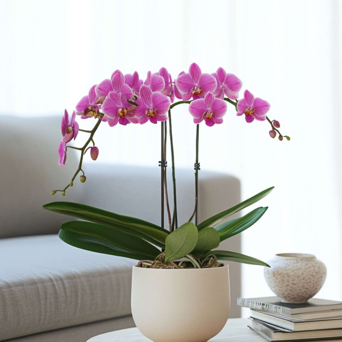 Purple Moth Orchid Plant with Basket 35-45cm