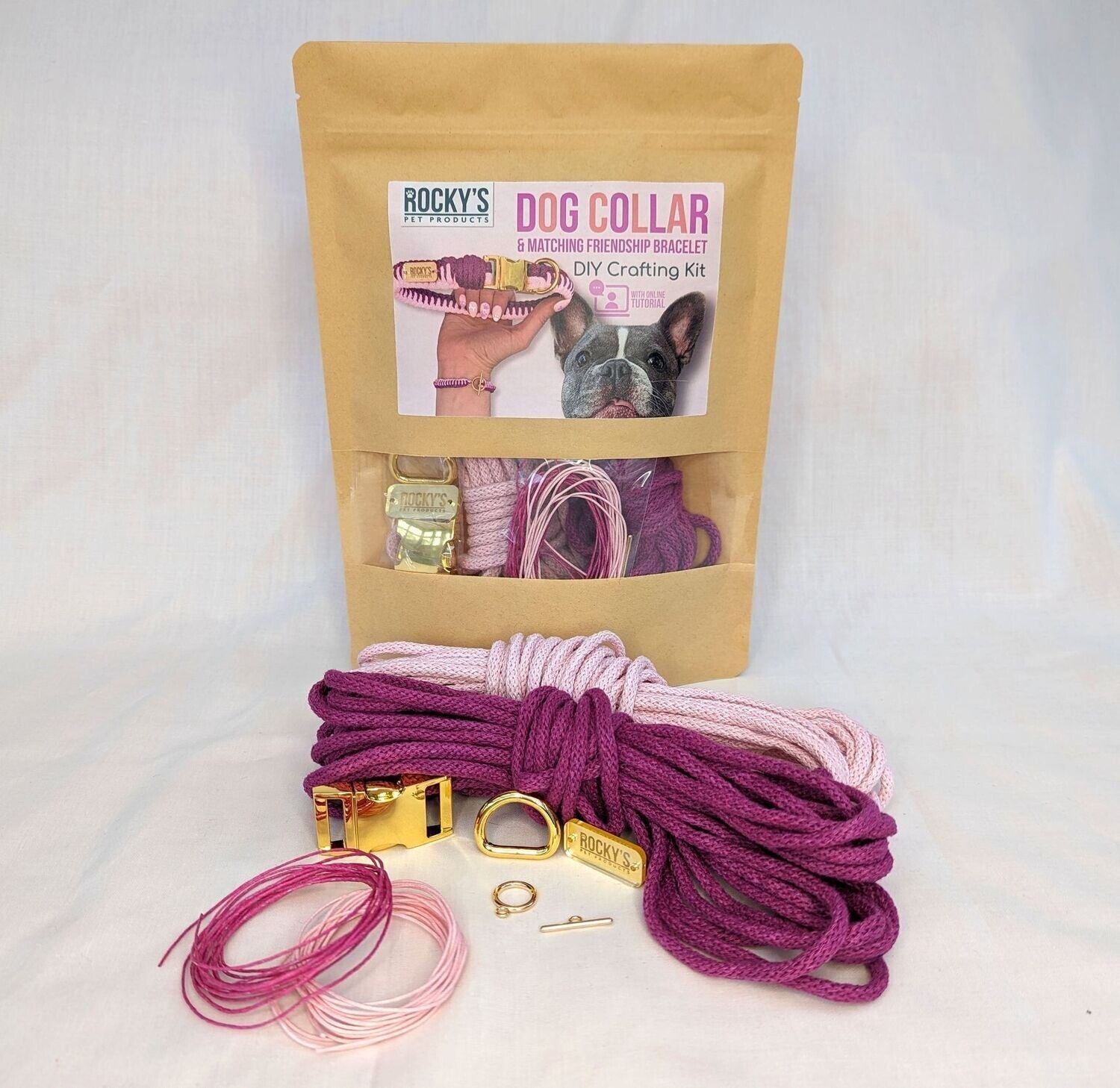 Make Your Own Dog Collar and Friendship Bracelet Craft Kit in Pink