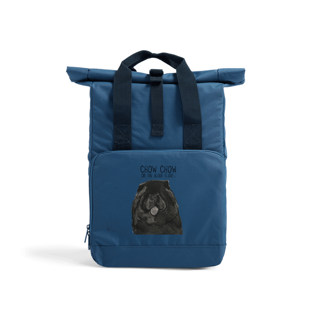 Black Chow Chow Aloof Floof Roll Top Backpack