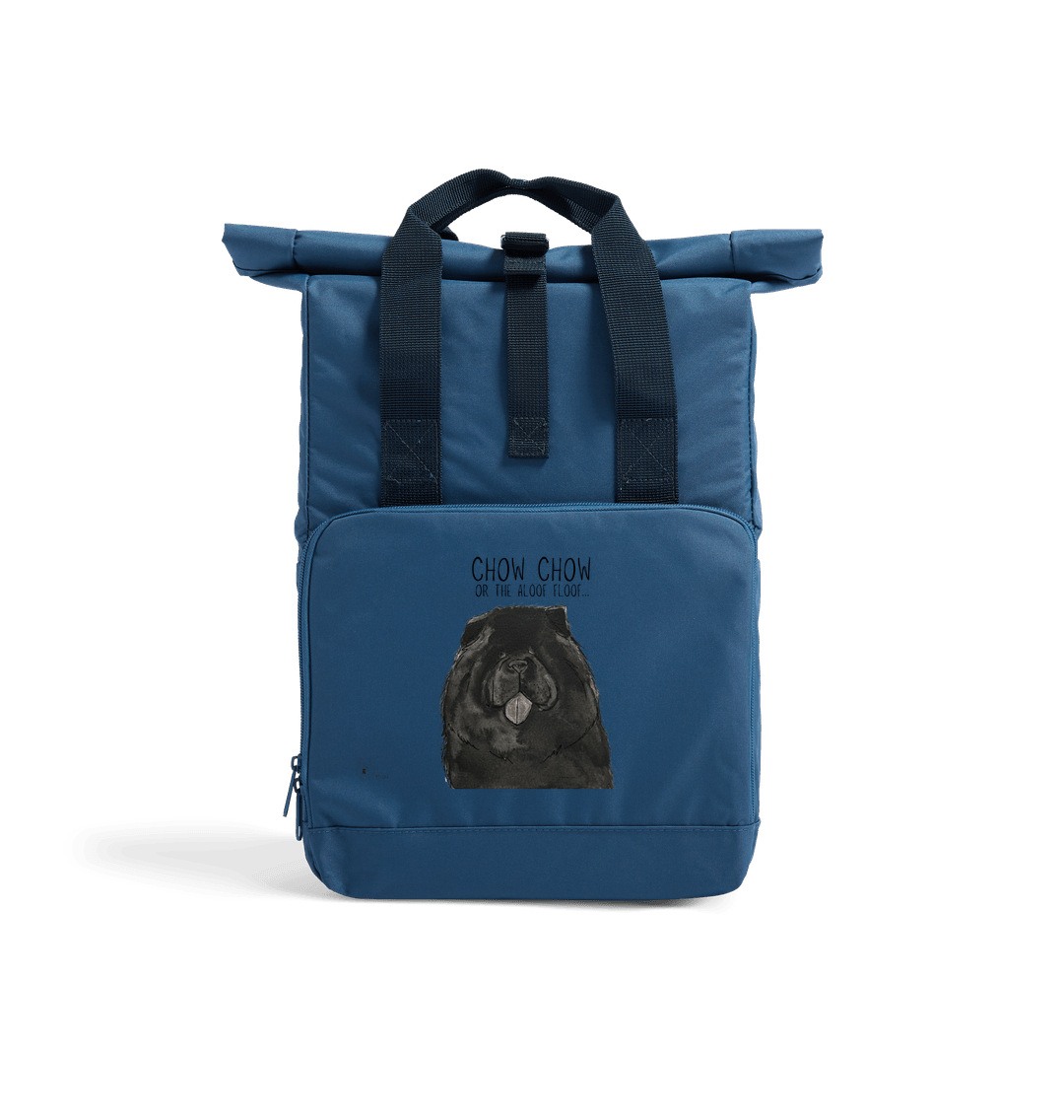 Black Chow Chow Aloof Floof Roll Top Backpack