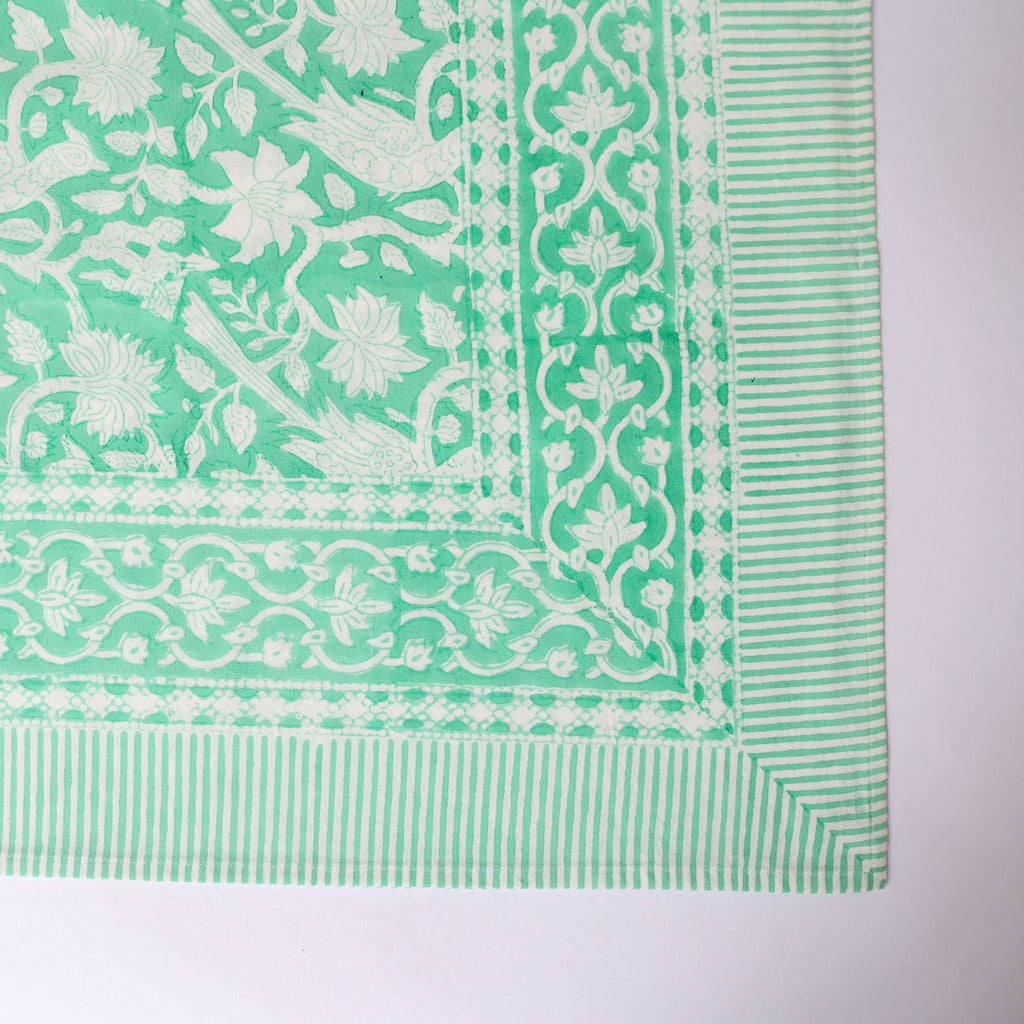 Jade Garden Tablecloth Hand Blocked Cotton
