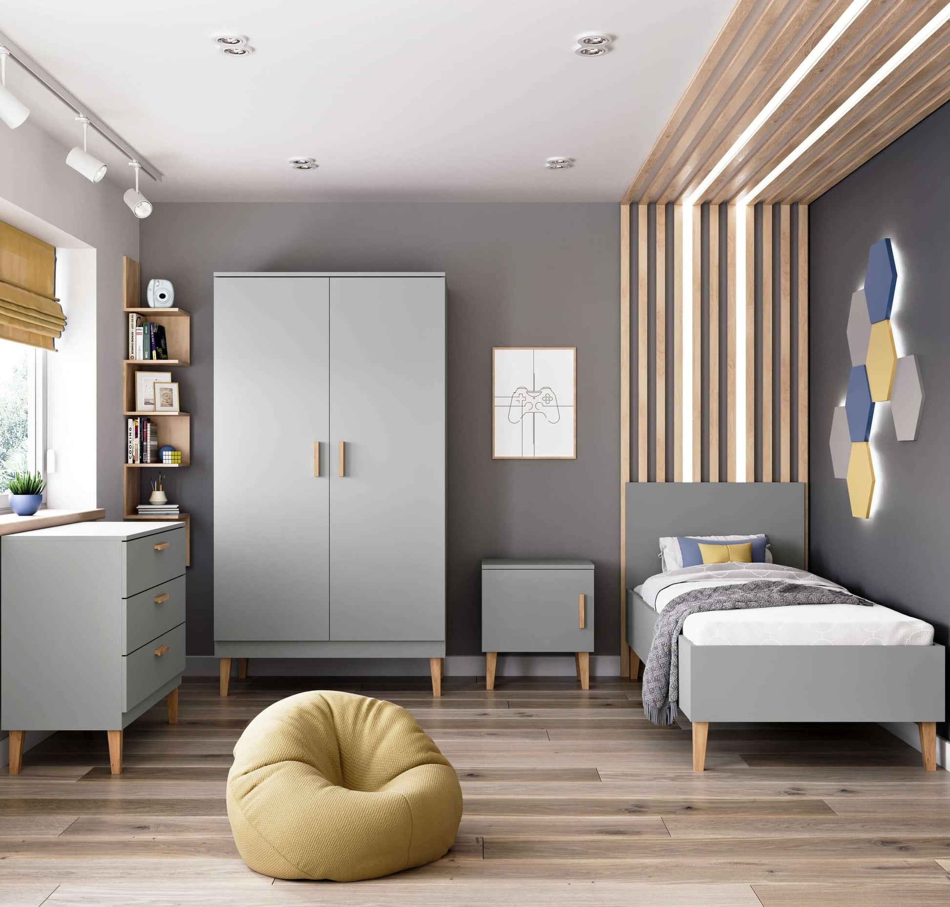 Bedside Table Kubi - Grey