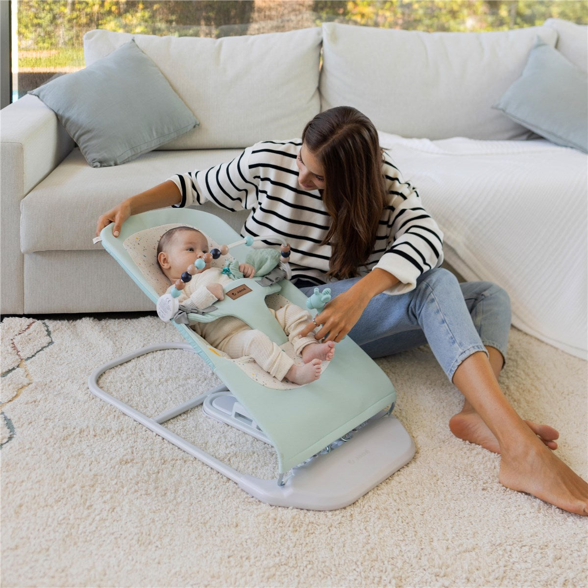 Baby Hammock Bouncer with Activity Toy Arch in Botanic