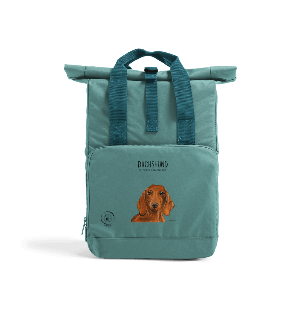 Dachshund Roll Top Backpack Small Dog Big Adventure