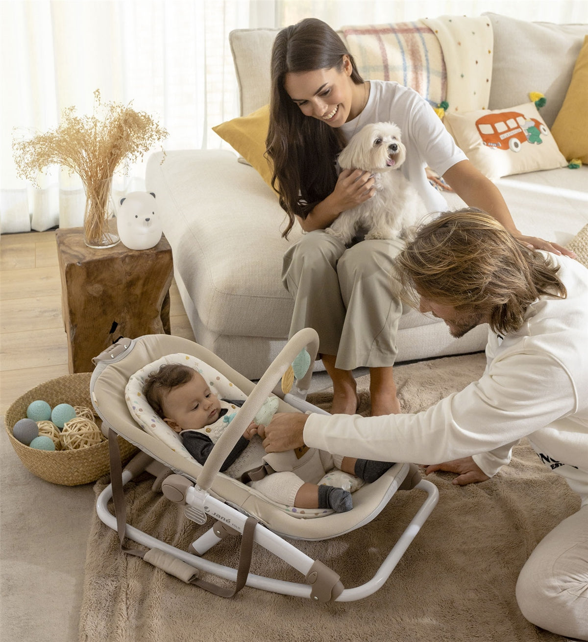 Fold Hammock Baby Rocker with Toy Arch and Reversible Newborn Cushion in Star