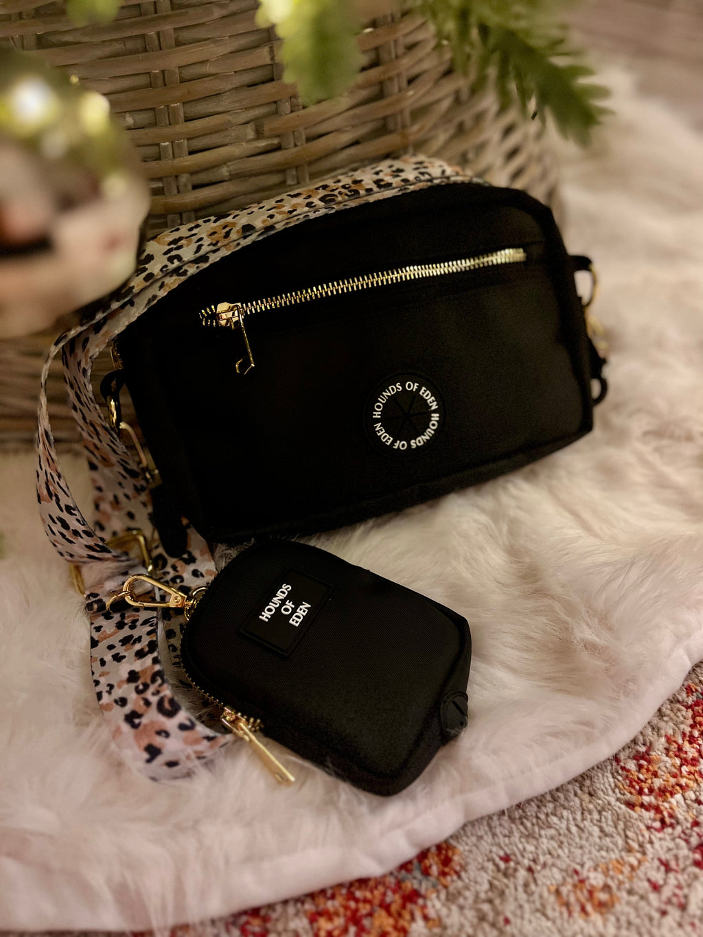 Dog Walking Bag - Black - Silver Hardware *BAG ONLY*