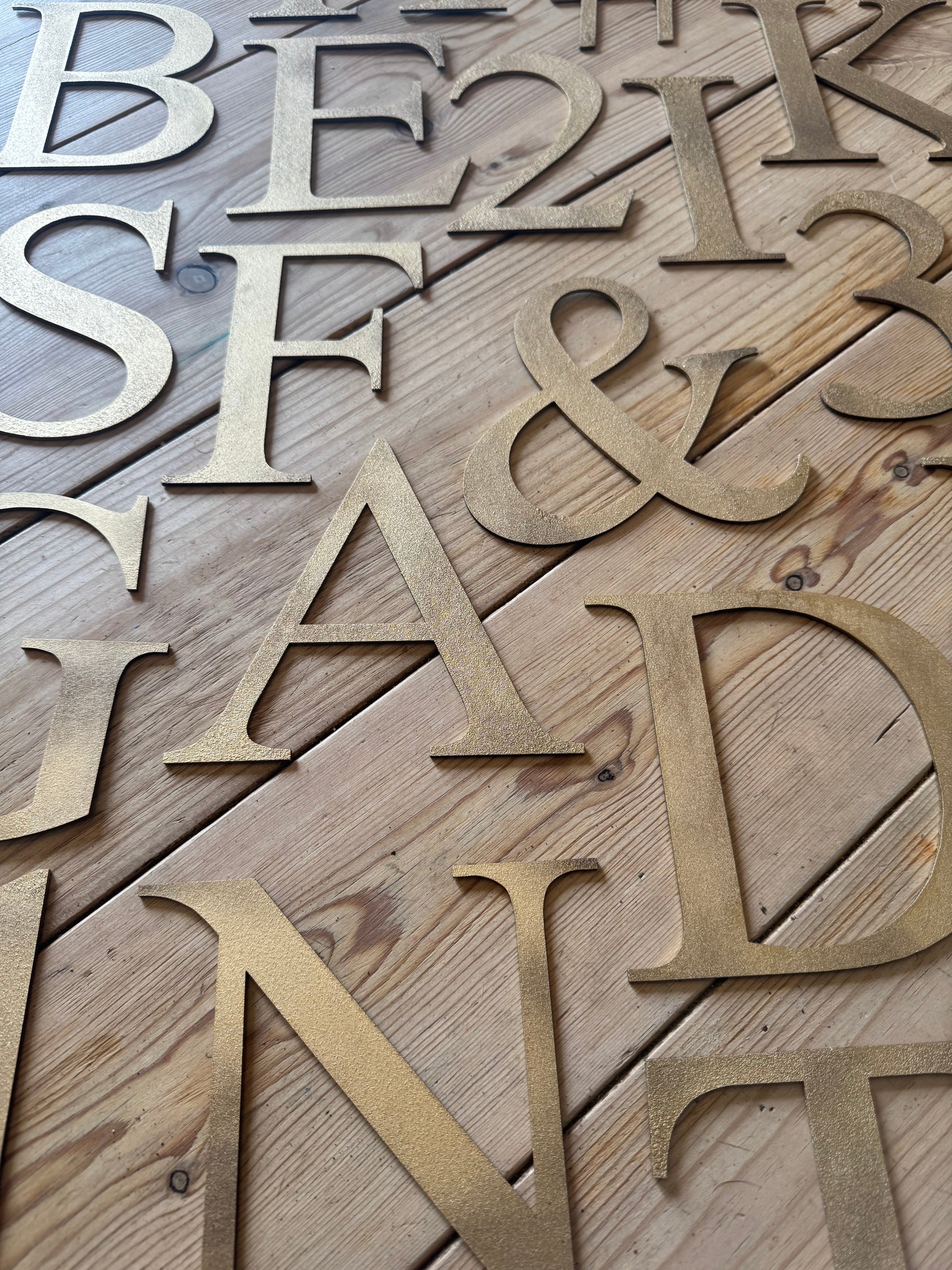 Distressed Gold Metal Letters A-Z 0-9 in 5 inch or 12 inch