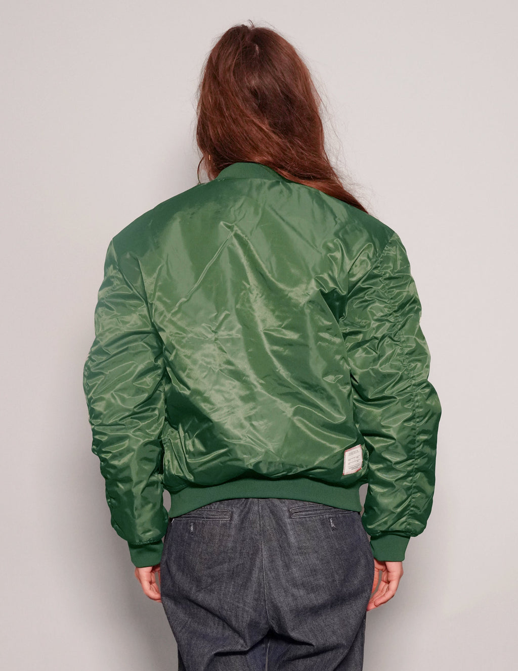 Vintage Green MA1 Bomber Jacket with Reversible Orange Lining