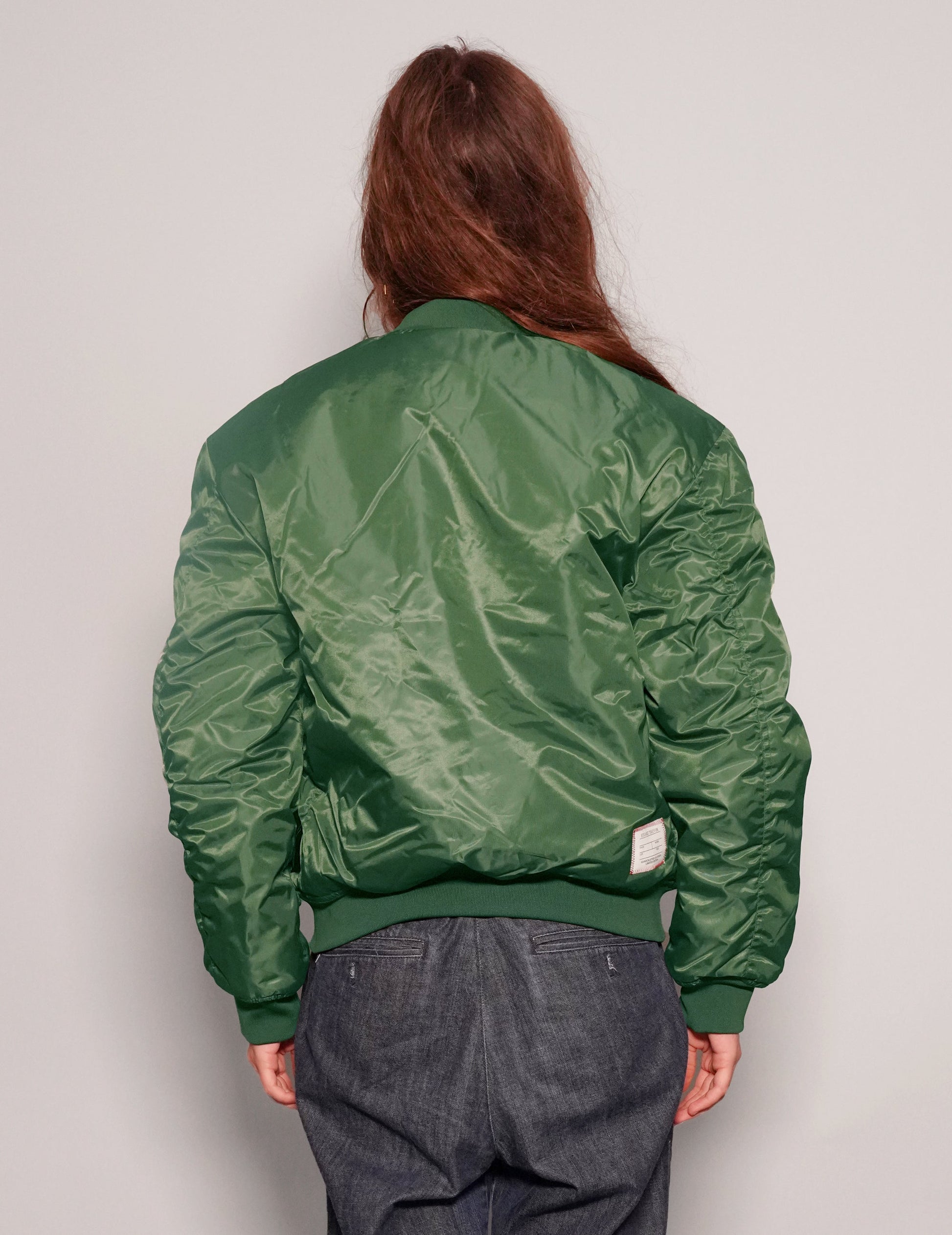 Vintage Green MA1 Bomber Jacket with Reversible Orange Lining