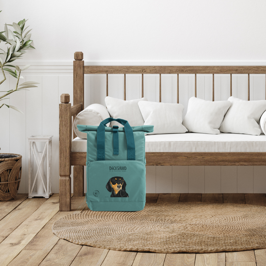 Back and Tan Dachshund Roll Top Backpack
