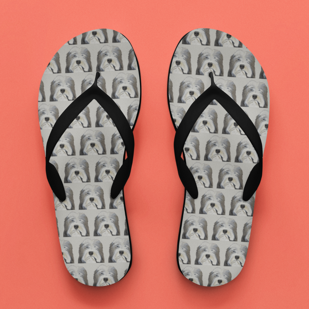 Bearded Collie Flip Flops