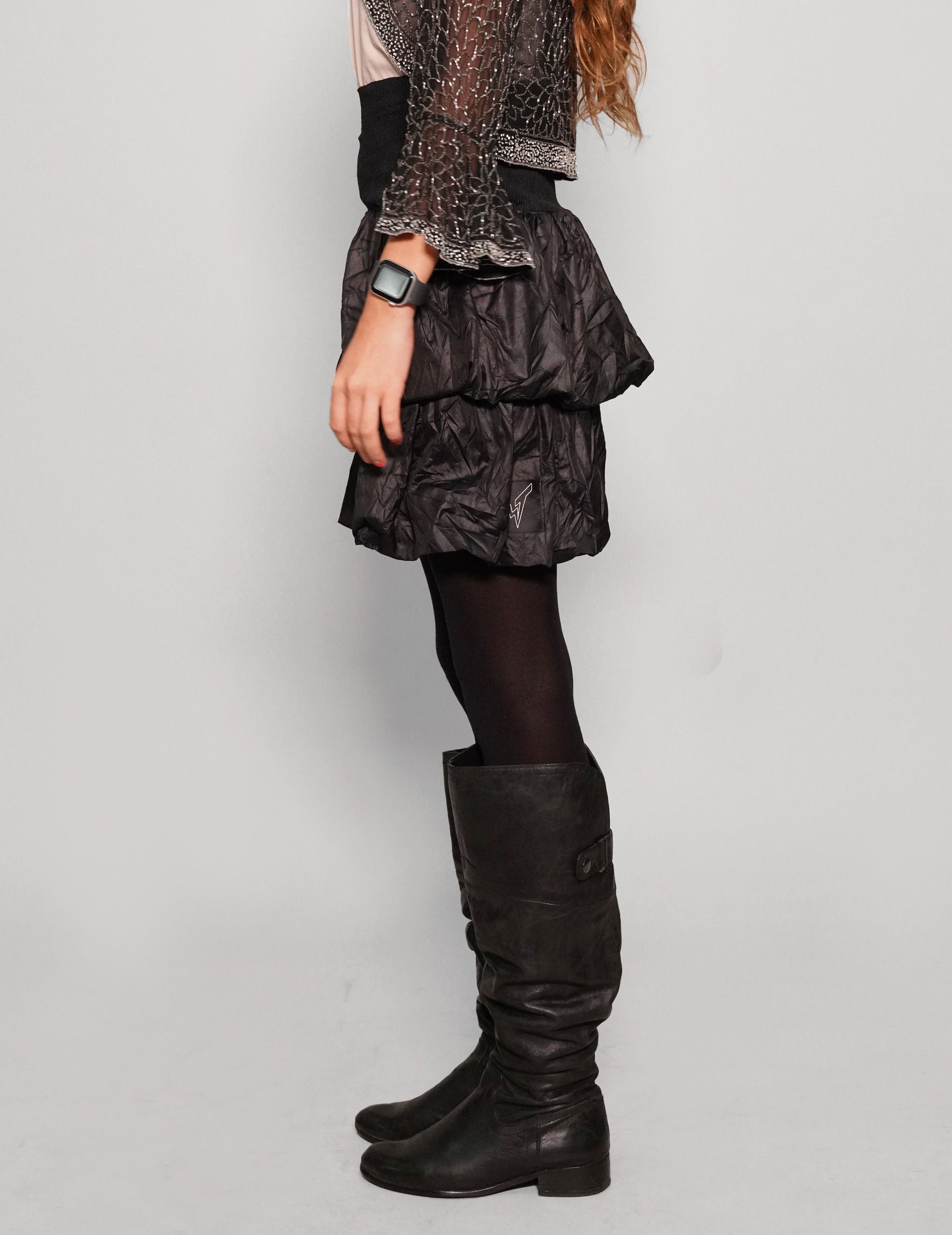 Grand Table Layered Bubble Skirt in Black