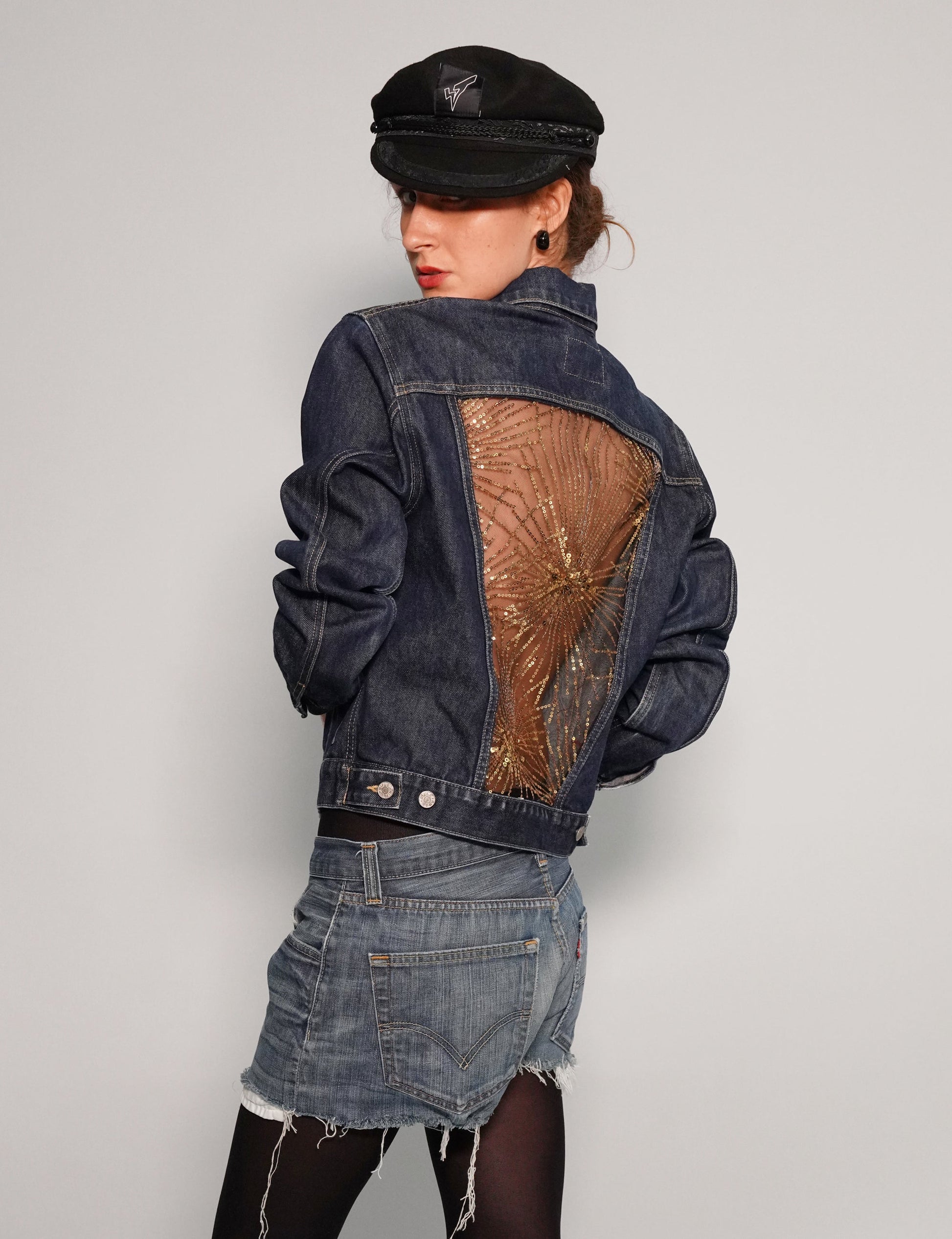 Vintage Blue Denim Party Back Jacket