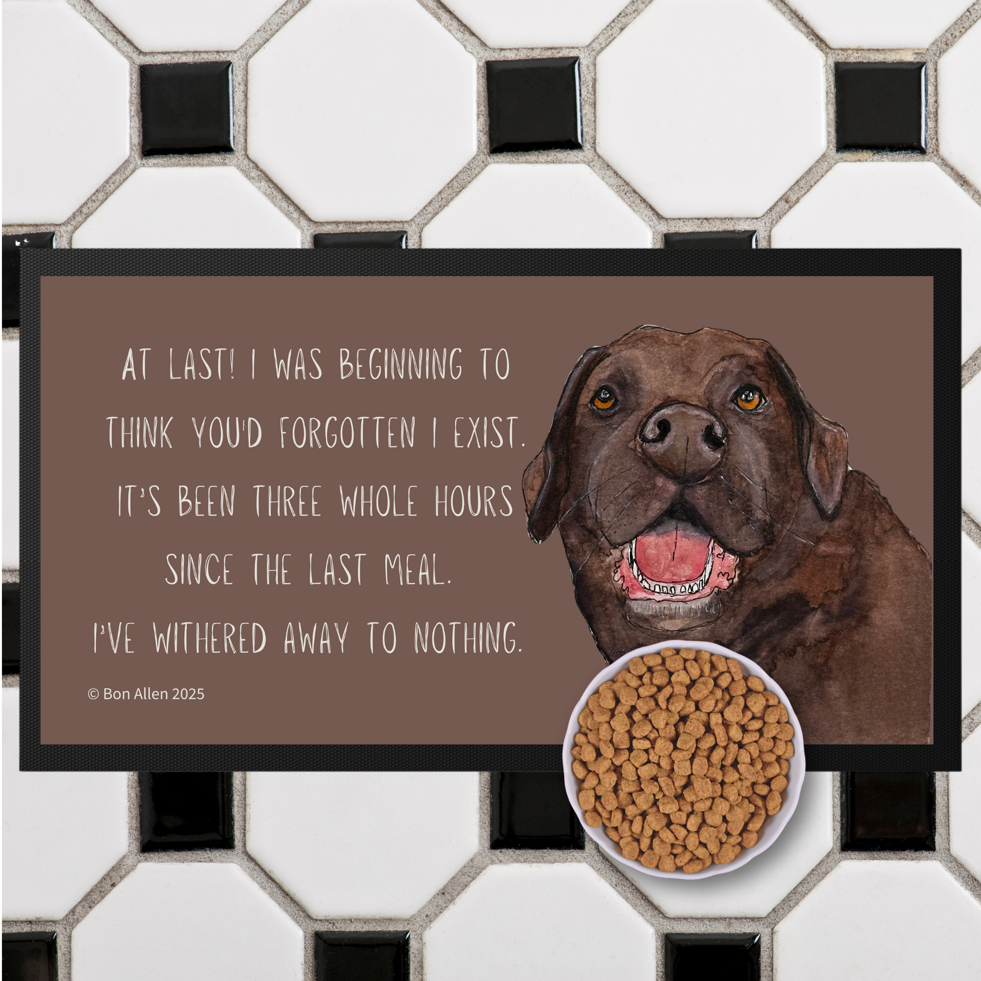 Chocolate Labrador Starving Since Breakfast Pet Bowl Mat