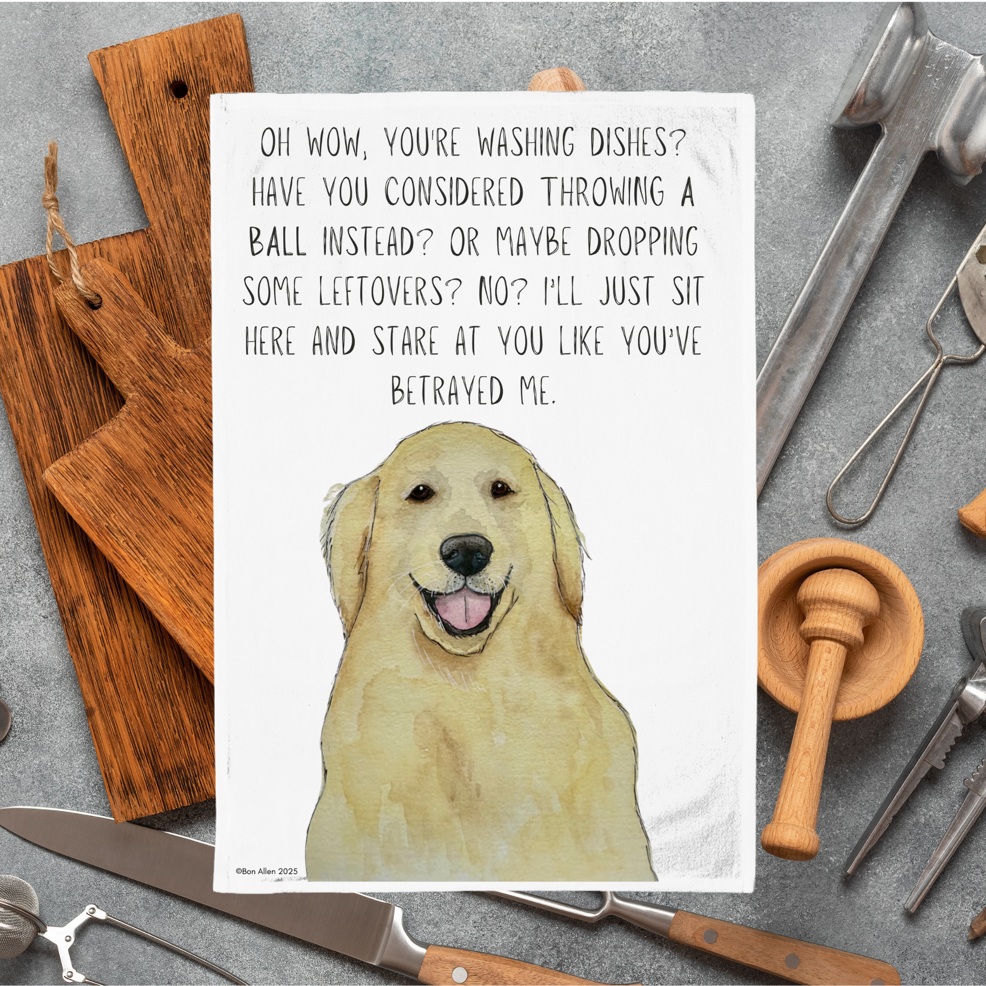 Golden Retriever Tea Towel Dishes Not Fetch
