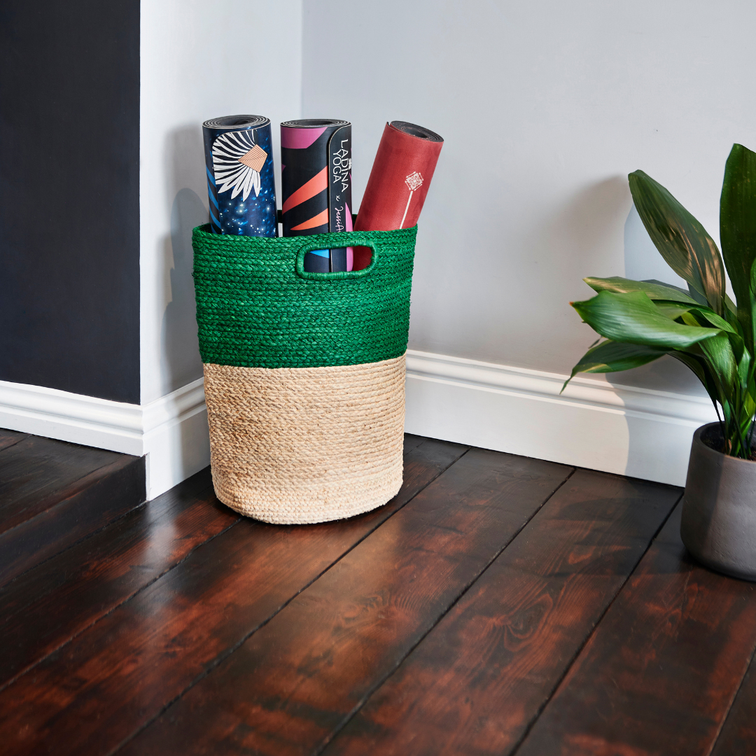 Handwoven Storage Basket in Red or Green