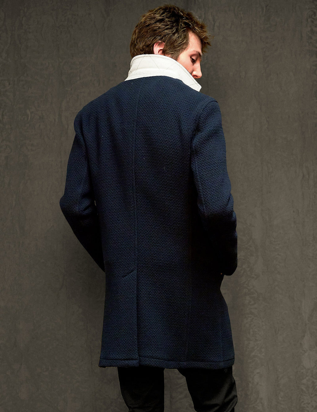 Navy Waffle Frock Style Coat
