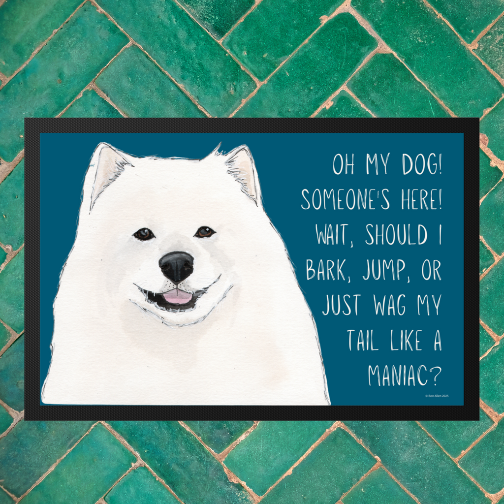 Samoyed Door Mat A Welcoming Tail Wagging Barking Jumping Delight