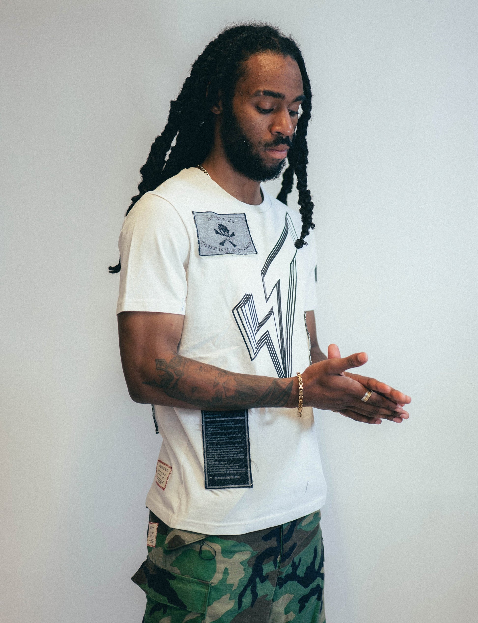 Patched Logo T-Shirt in Ecru