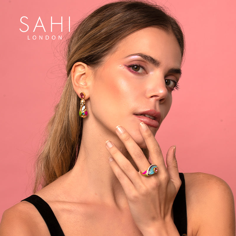 Love Affair Teardrop Drop Earrings in Enamel