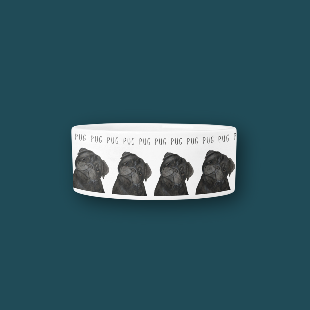 Black Ceramic Dog Bowl for Pugs