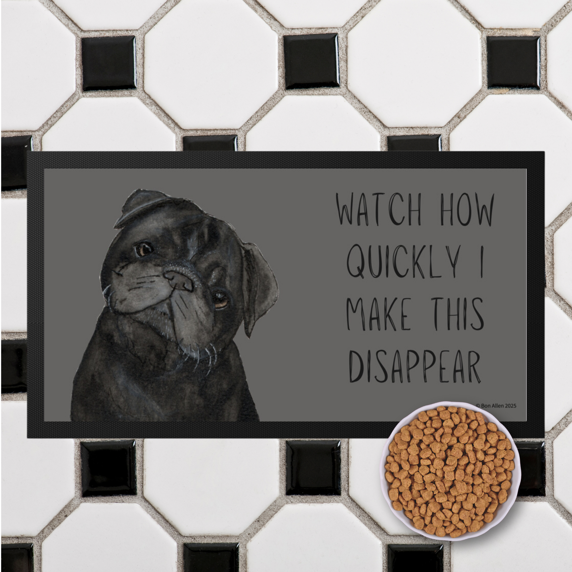 Pug Pet Bowl Mat