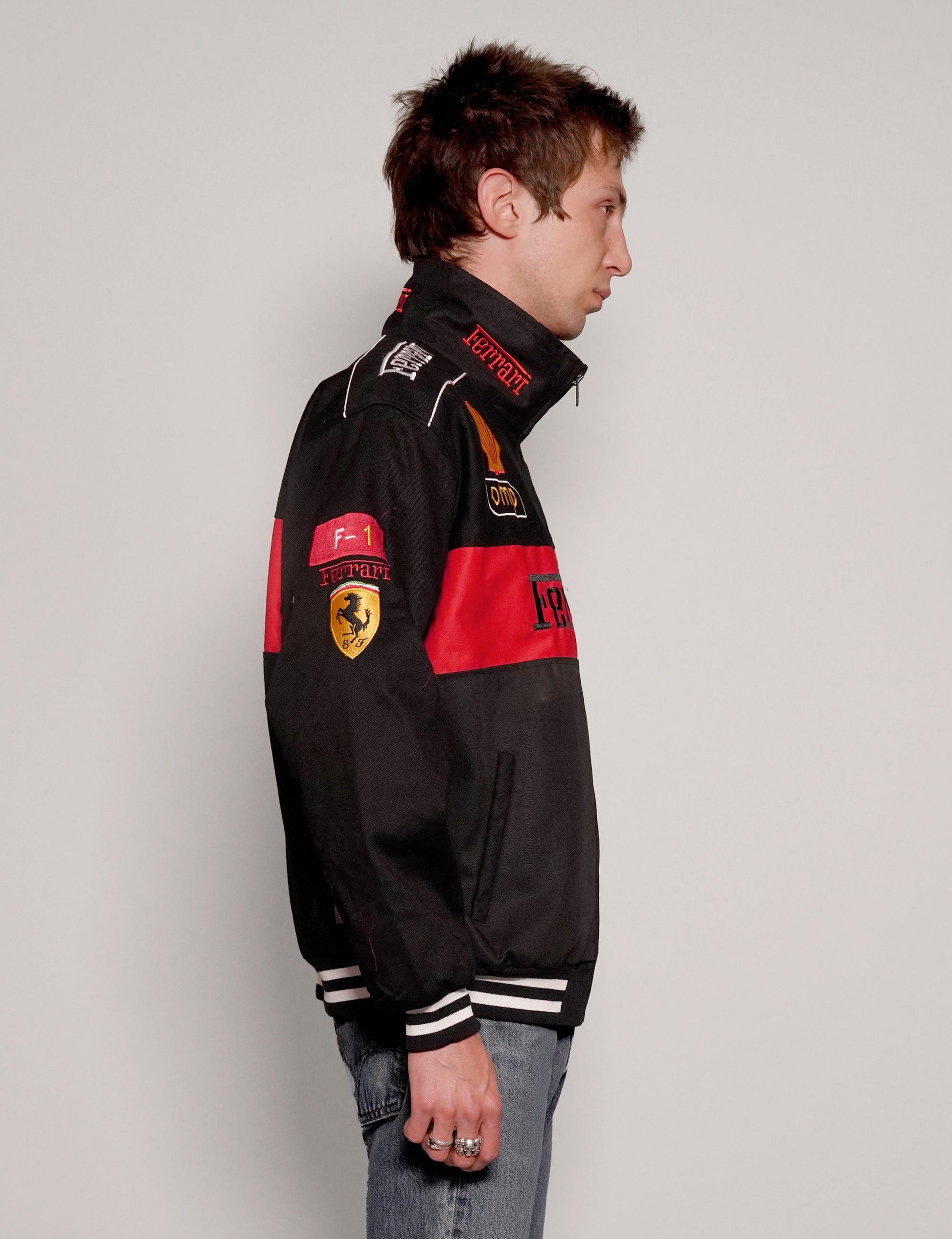 Black High Neck Racing Jacket