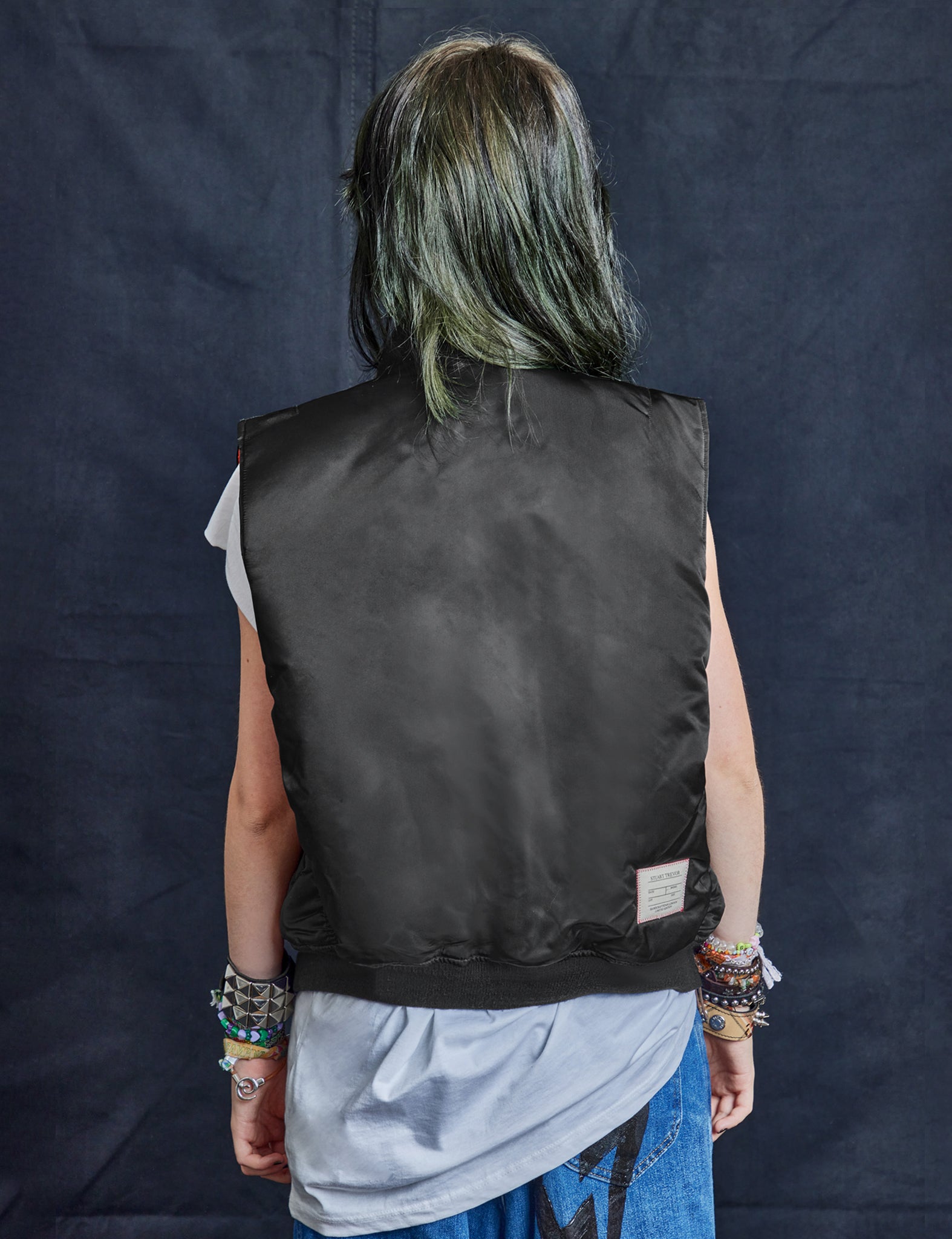 Vintage Black Bomber Gilet