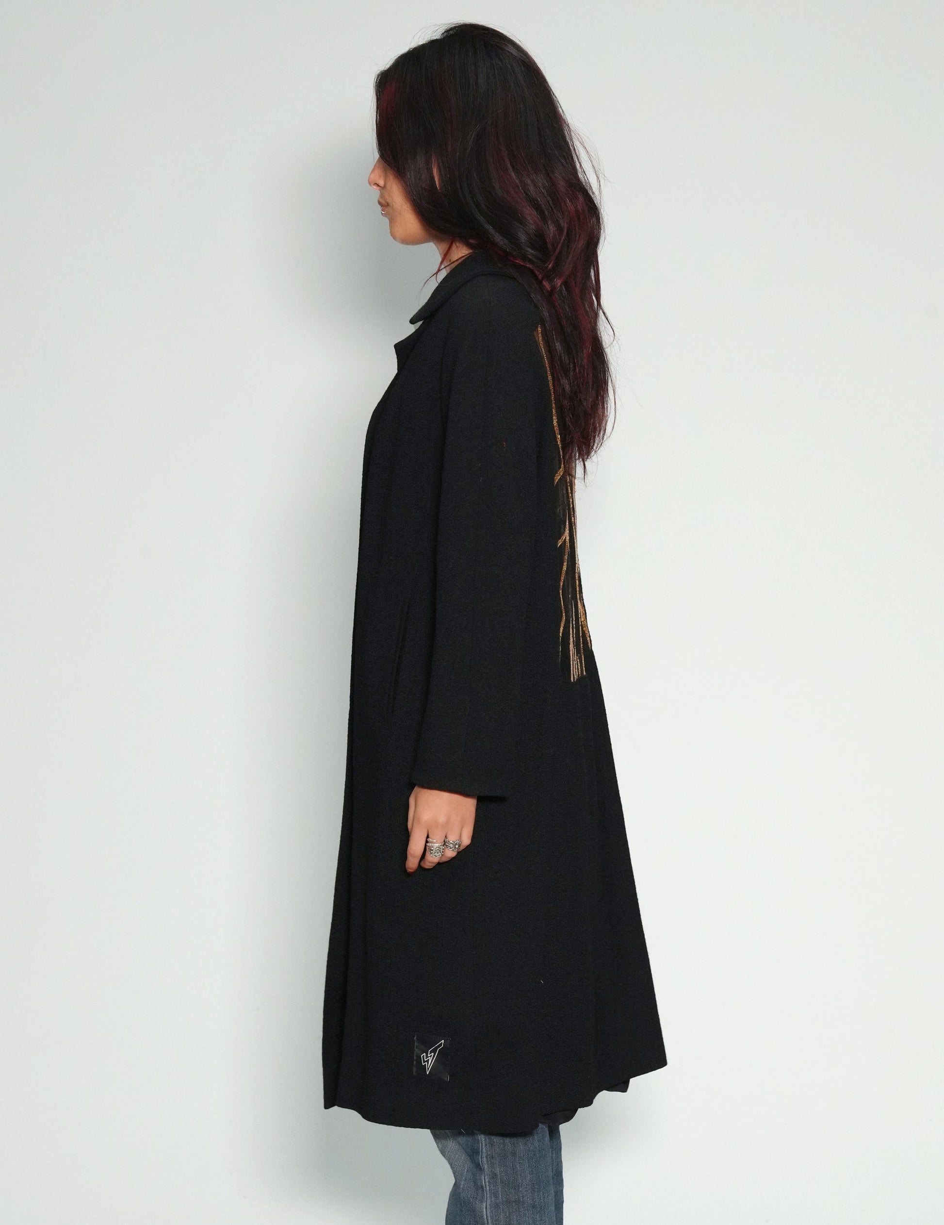 Party Back Coat Gold Sequin Black