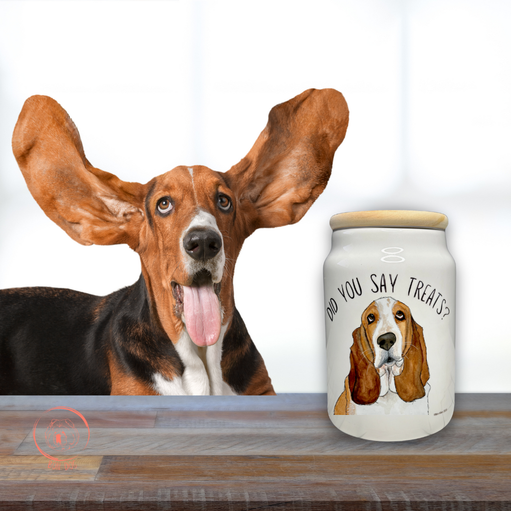 Ceramic Dog Treat Jar with Basset Design