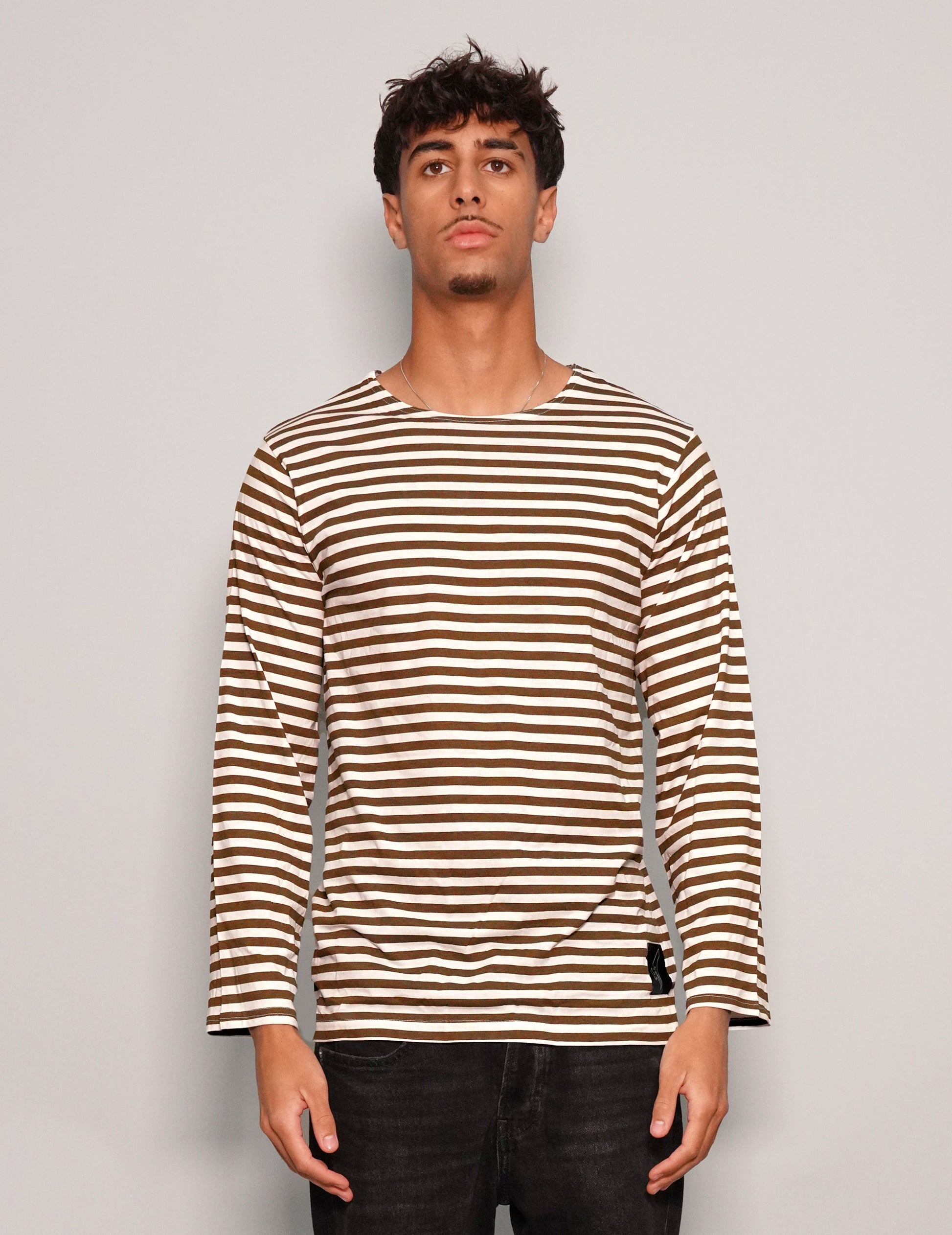 Vintage Khaki Stripe Long Sleeve T-Shirt
