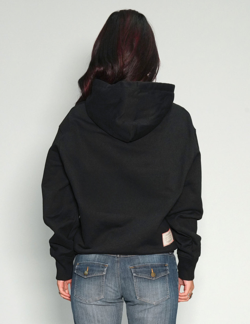 Black Organic Cotton Hoodie with Silver Logo
