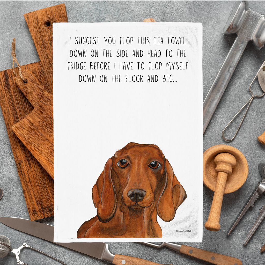 The Dachshund Tea Towel Long Dog Big Attitude