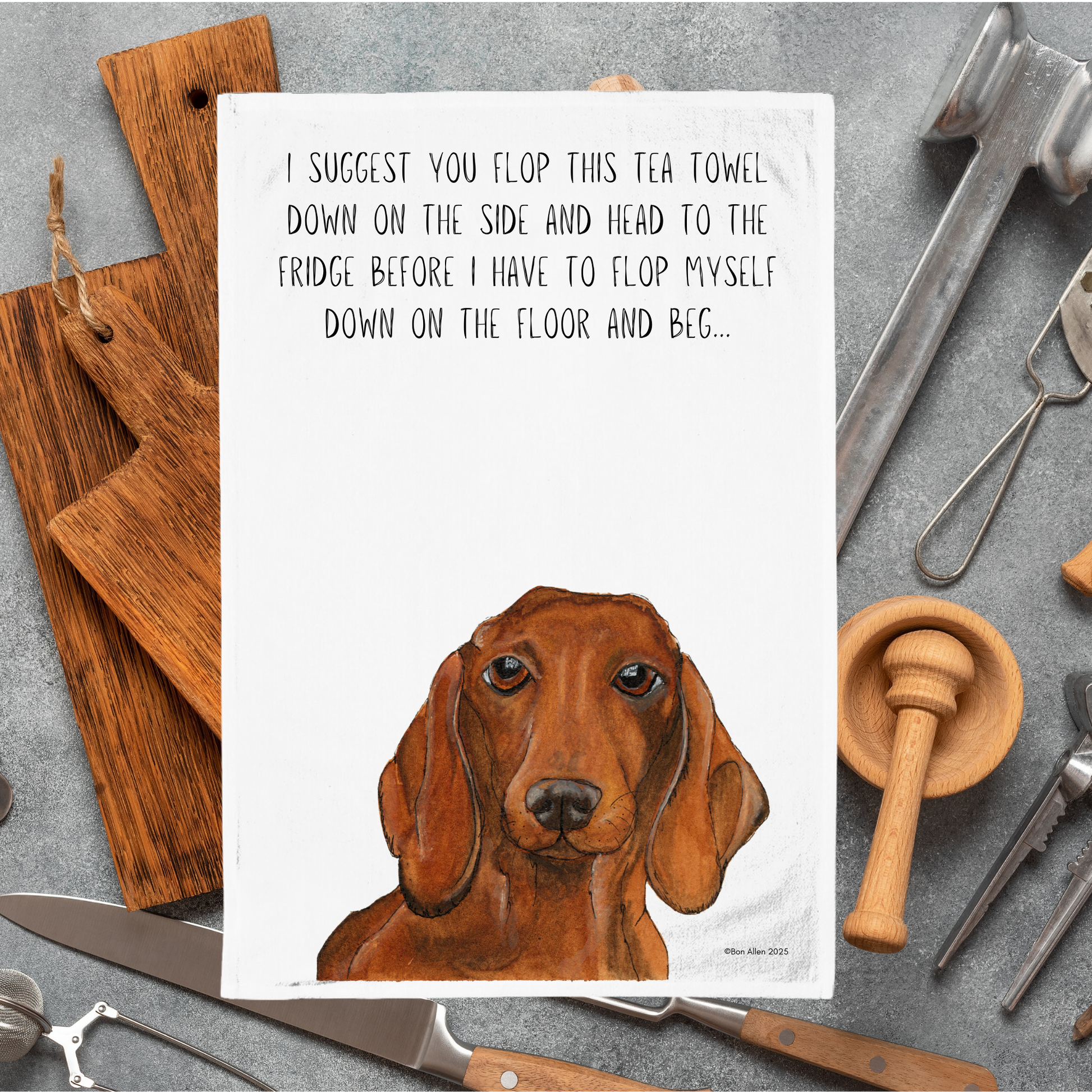 The Dachshund Tea Towel Long Dog Big Attitude