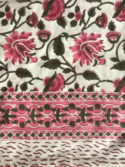 Pink Botanic Cotton Tablecloth