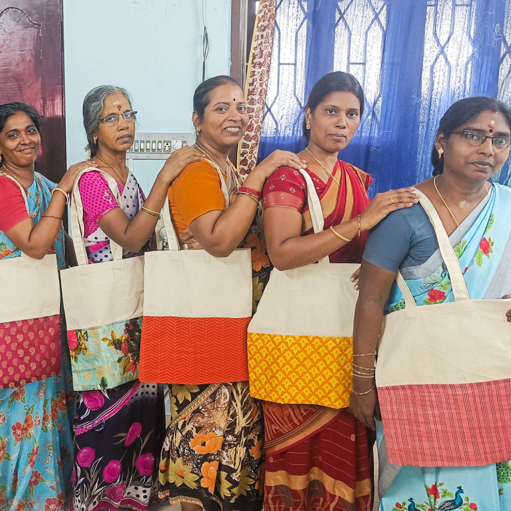 Upcycled Sari Cotton Tote Bag Handmade in India